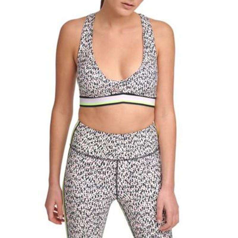 DKNY Sport Confetti Print Twist Front Bra,  Medium